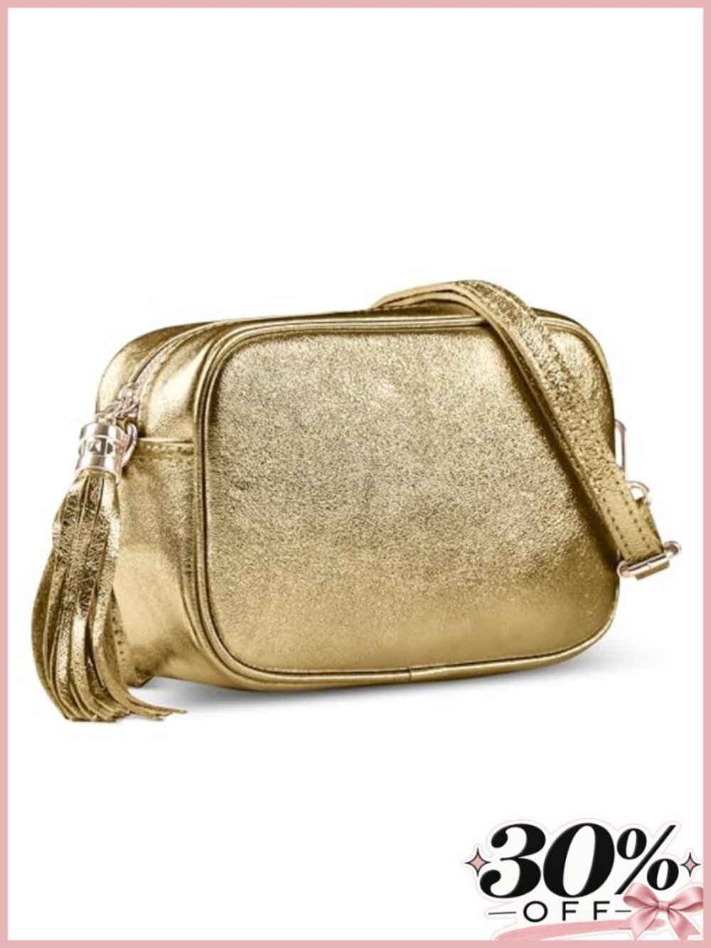 Metallic Suede Crossbody Bag Small Italian Leather Camera Bag